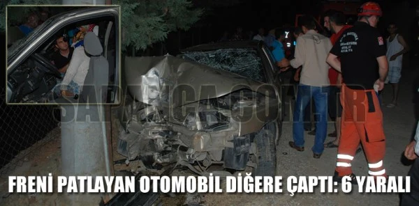 Freni Patlayan Otomobil Dirğe Çaptı:6 Yaralı