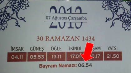Dikkat: İmsakiye'ye Bakıp Bayram Namazına Geç Kalmayın