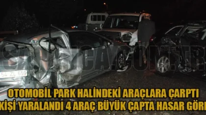 Park Halindeki Araçlara Çarptı: 2 Yaralı