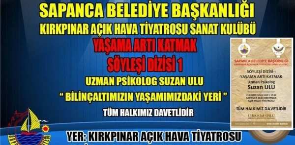 Sapanca'da 'Yaşama Artı Katmak' Söyleşileri Başlıyor