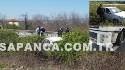 Tem Otoyolu Sapanca Gazipaşa Mevkiinde Kamyon ile Otomobil Çarpıştı
