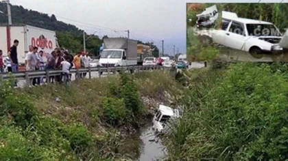 Sapanca Gölbaşı Mevkiinde Otomobil Su Kanalına Uçtu : 1 Yaralı