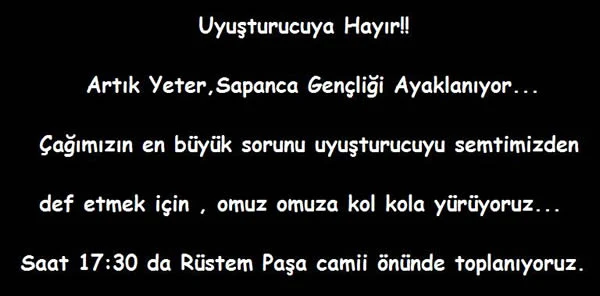 Yarın Ölen Senin Çocuğunda Olabilir. Uyuma Sapanca!