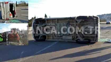 Tem Otoyolu Sapanca Geçişinde Minibüs Takla Attı: 3 Yaralı