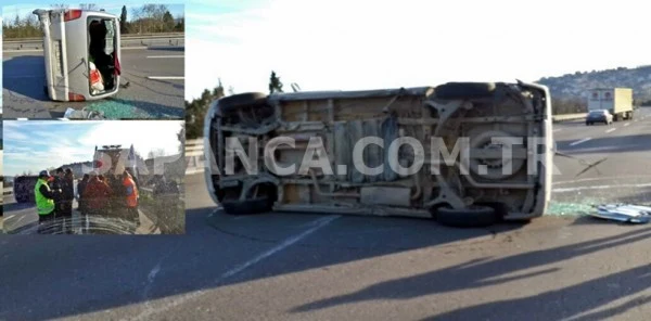 Tem Otoyolu Sapanca Geçişinde Minibüs Takla Attı: 3 Yaralı