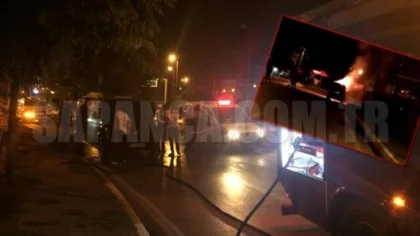 Minibüs Seyir Halinde Alev Aldı