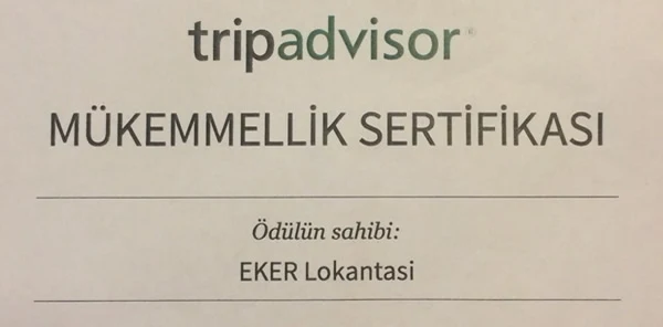 Sapanca Eker Lokantası'na 'Mükemmellik Sertifikası'