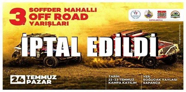 3. Sapanca Mahalli Off Road Yarışları İptal Edildi