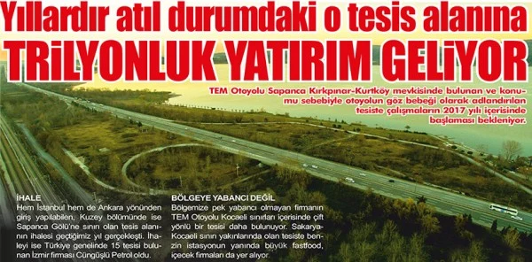 O Tesis Alanına Trilyonluk Yatırım Geliyor