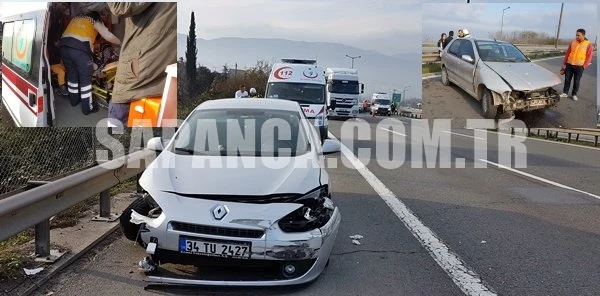 TEM Otoyolu Sapanca Geçişinde İki Otomobil Çarpıştı: 2 Yaralı