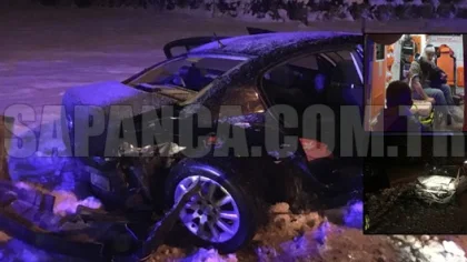 Sapanca'da Buzda Kayan Otomobil Kaza Yaptı: 5 Yaralı