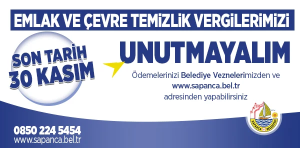 Emlak ve Çevre Temizlik Vergisinde Son Tarih 30 Kasım!