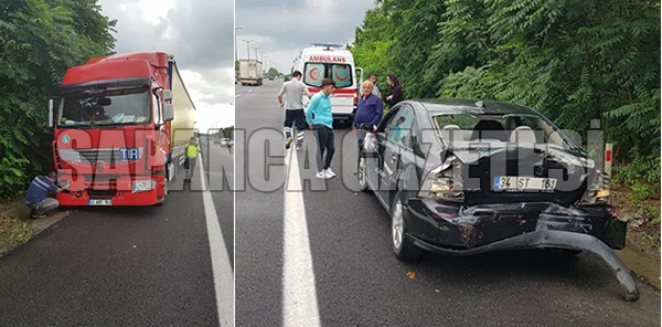 Tır Otomobile Çarptı: 1 Yaralı