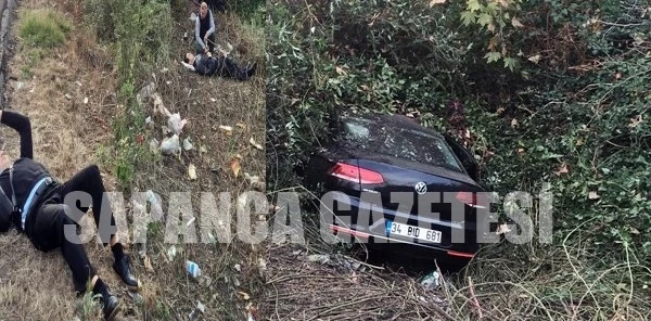 TEM'de Otomobil Şarampole Uçtu: 2 Yaralı