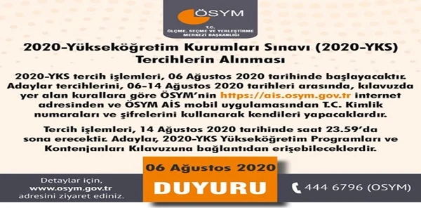 ÖSYM Erişime Açtı! Yks Tercihleri Başladı! Son Gün 14 Ağustos