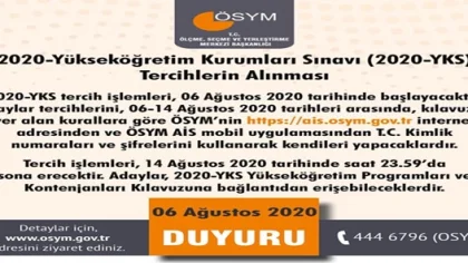 ÖSYM Erişime Açtı! Yks Tercihleri Başladı! Son Gün 14 Ağustos
