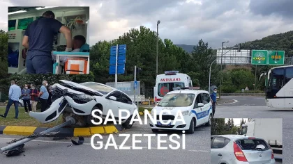 Tem Kavşağında Korkutan Kaza