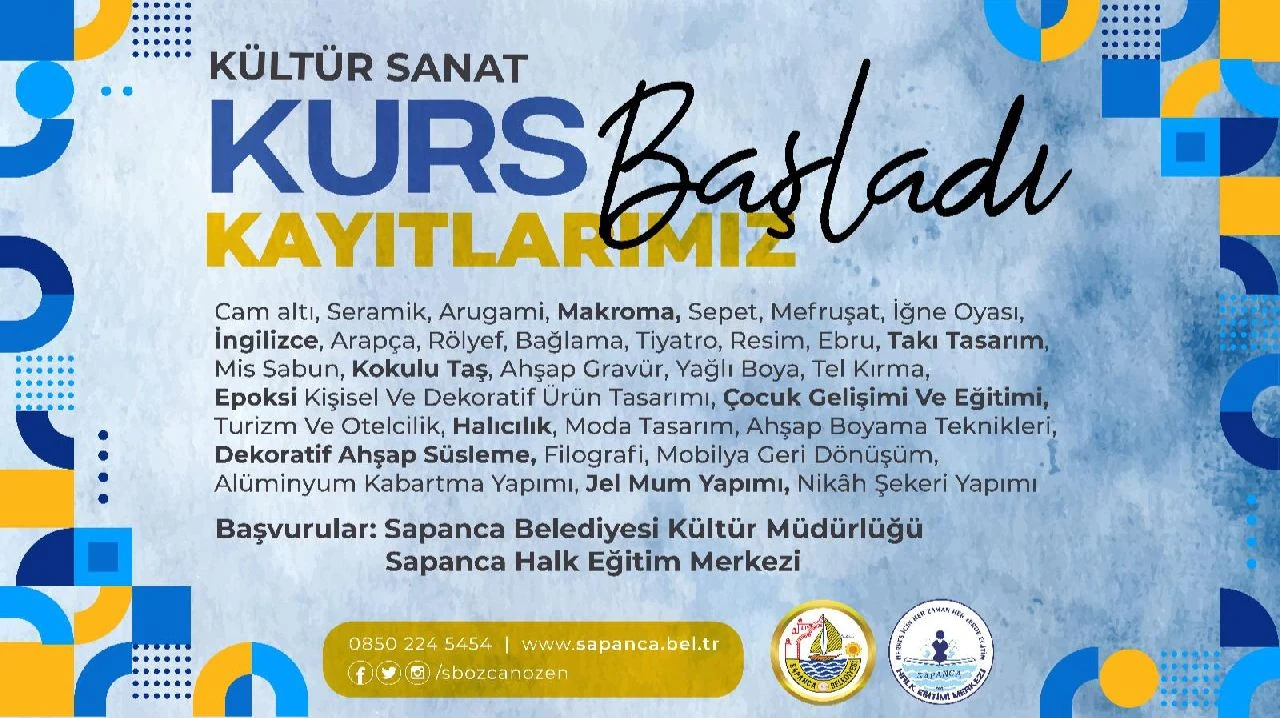 Sapanca Belediyesi Kültür Kurslarına Kayıtlar Başladı