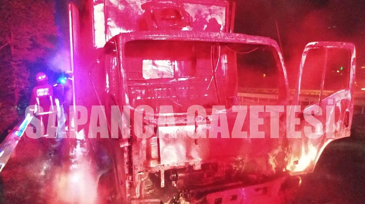 Sapanca'da Yumurta Yüklü Kamyon Yandı