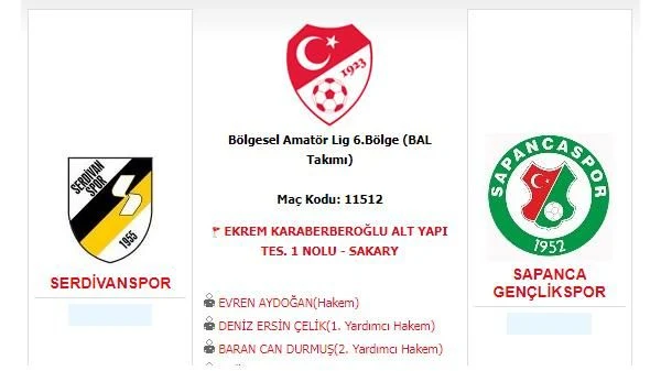 Sapanca Gençlikspor'un Maçı Ertelendi
