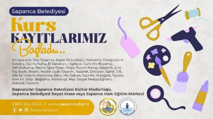 Sapanca Belediyesi Kültür-Sanat Kurslarına Kayıtlar Başladı