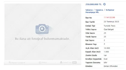 Sapanca'da 250 Milyon Liraya Satılık Otel!