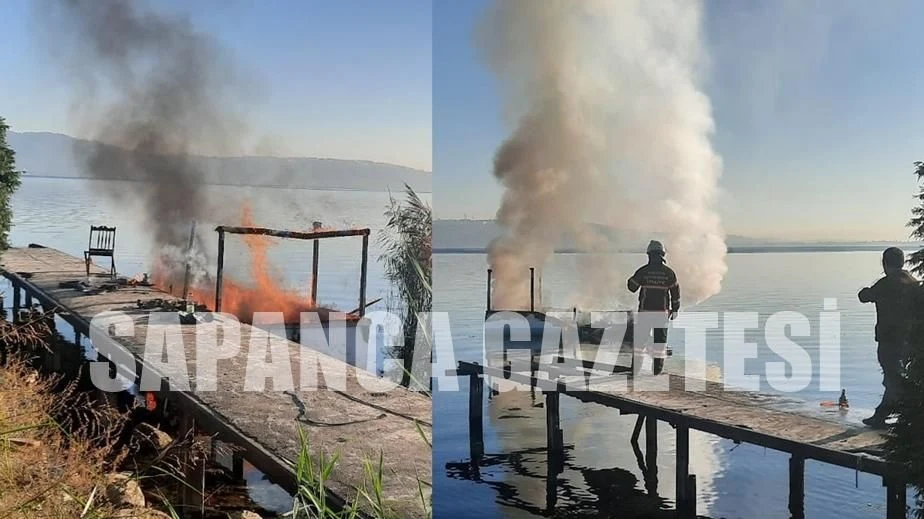 Sapanca Gölü'nde Tekne Yandı