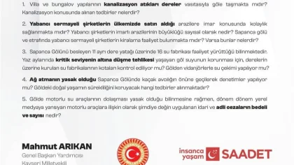 Mecliste Sapanca Hakkında Soru Önergesi
