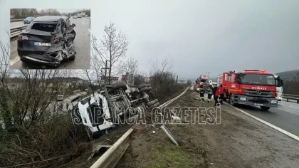 Otomobil ile Çarpışan Kamyon Şarampole Devrildi: 3 Yaralı