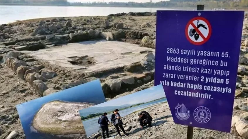 Sular Çekilince Tarihi Yapı Daha da Görünür Oldu